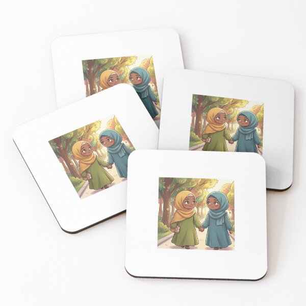 Item preview, Muslim friends walking in the park holding hands  designed and sold by TheModernMuslimah.