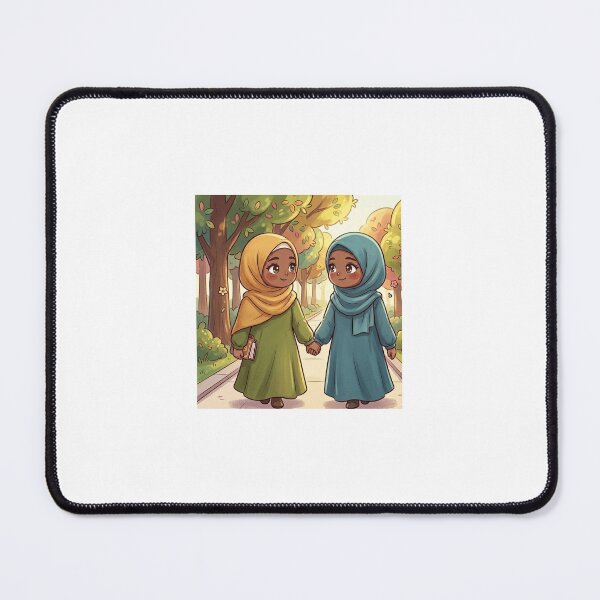 Item preview, Muslim friends walking in the park holding hands designed and sold by TheModernMuslimah.