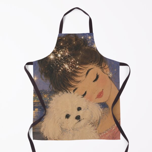 Item preview, Paris Night with Bichon Frise – Romantic Eiffel Tower Vintage Illustration designed and sold by CaseyMichelleArt.