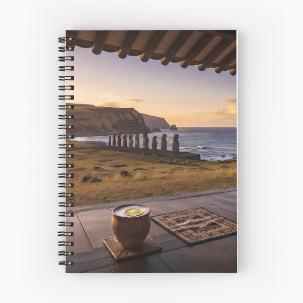 Item preview, Hanok Window to the World: Easter Island Moai Statues & Pacific Sunset | Fine Art Print designed and sold by SOOstudio73.