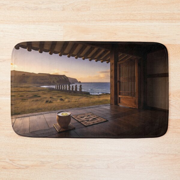 Item preview, Hanok Window to the World: Easter Island Moai Statues & Pacific Sunset | Fine Art Print designed and sold by SOOstudio73.