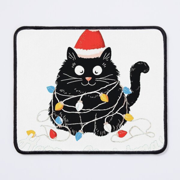 Item preview, Cat Tangled in Christmas Lights Santa Hat designed and sold by lht6474.