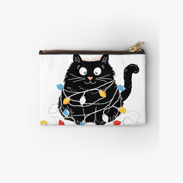 Item preview, Cat Tangled in Christmas Lights Santa Hat designed and sold by lht6474.