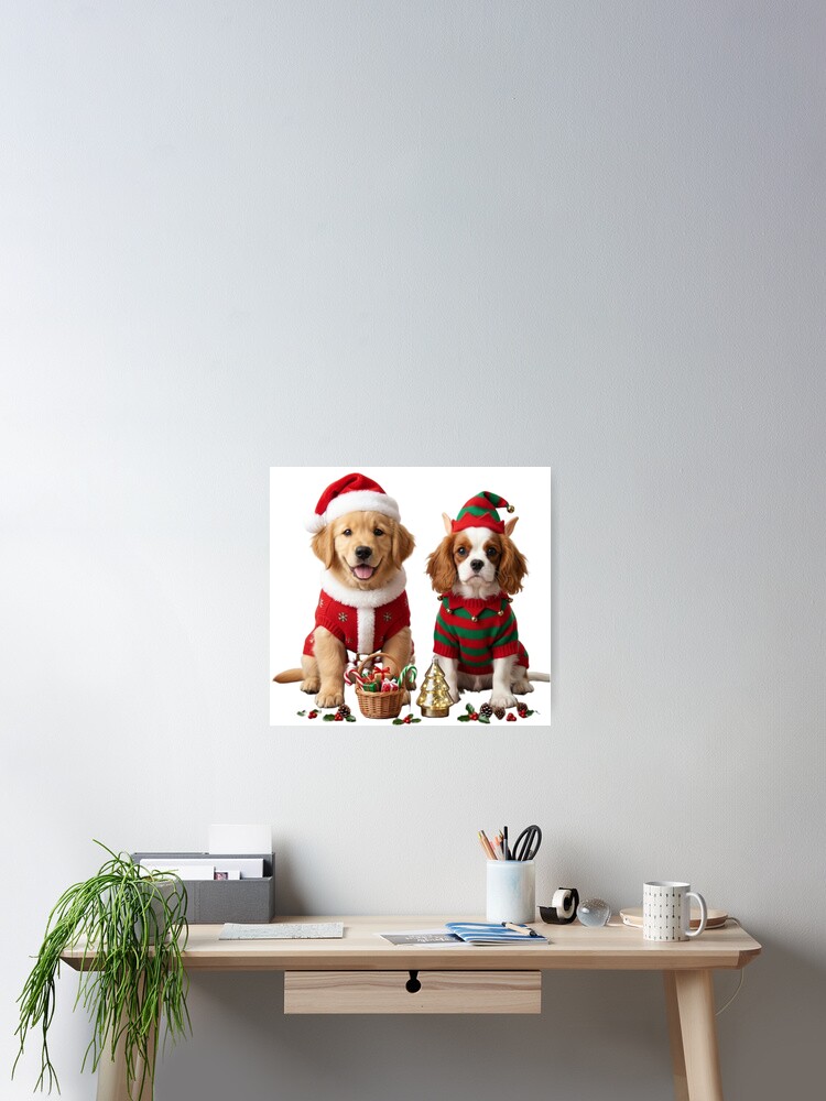 Thumbnail 2 of 3, Poster, Dogs Christmas designed and sold by InkShiftLabs.