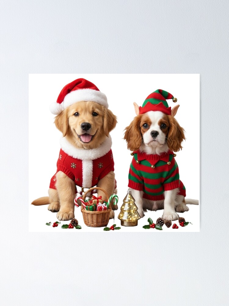 Thumbnail 1 of 3, Poster, Dogs Christmas designed and sold by InkShiftLabs.