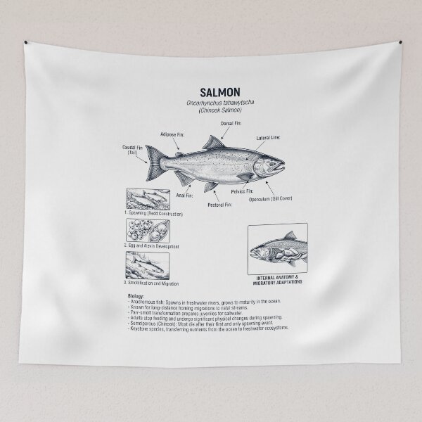 Item preview, Salmon Scientific Anatomy Biology Animal Lover designed and sold by dian-rody-crest.