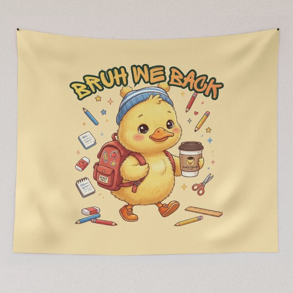 Item preview, Cute baby duck ready for school with a backpack and coffee! Perfect for back to school vibes. designed and sold by BreezifyDesignStudio.