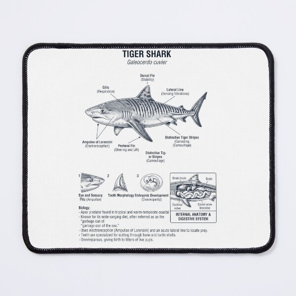 Item preview, Tiger Shark Scientific Anatomy Marine Biology Animal Lover designed and sold by dian-rody-crest.