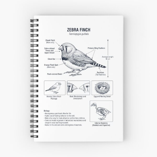 Item preview, Zebra Finch Scientific Anatomy Ornithology Bird Birding Lover designed and sold by dian-rody-crest.