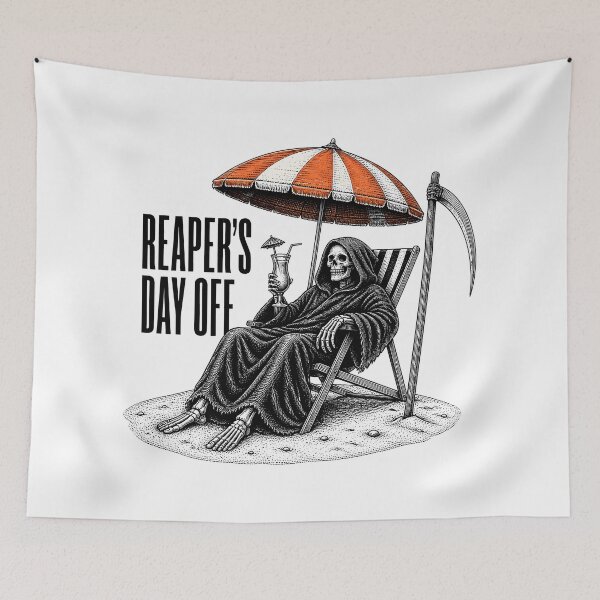 Item preview, Reaper's Day Off — Funny Grim Reaper Beach Vacation Shirt designed and sold by Uglyandcute.