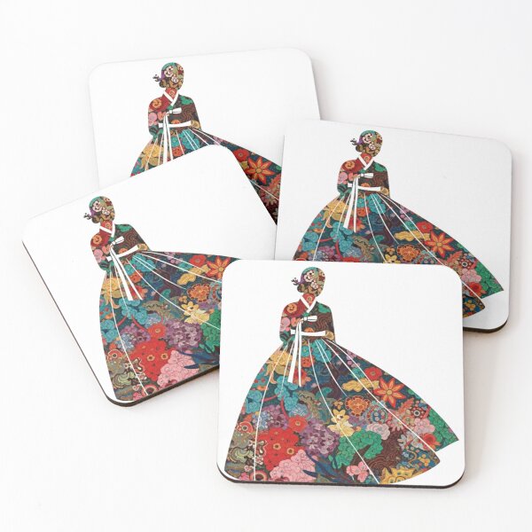 Item preview, Elegant Korean Hanbok Woman with Floral Patterns designed and sold by momoshome.