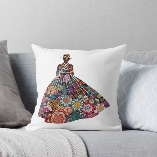 Item preview, Elegant Korean Hanbok Woman with Floral Patterns designed and sold by momoshome.