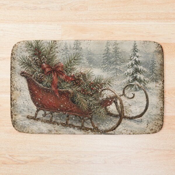 Item preview, Vintage Christmas Sleigh – Rustic Winter Holiday Art designed and sold by GSizzle1.