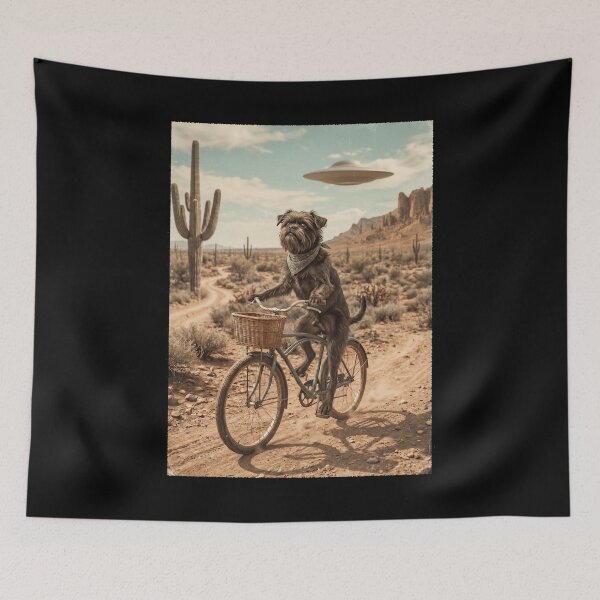 Item preview, Affenpinscher Riding Bike Wild West Western UFO Dog Lover designed and sold by dian-rody-crest.