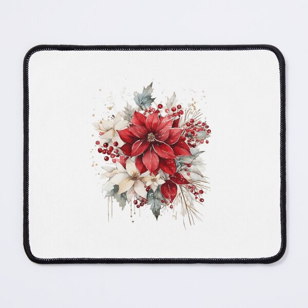 Item preview, Red and White Poinsettia Christmas Floral Bouquet designed and sold by KLSRAJ.