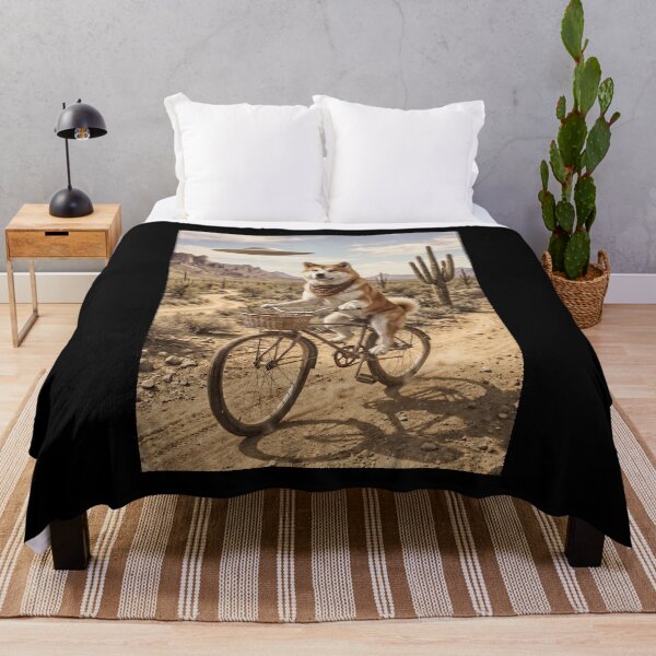 Item preview, Akita Riding Bike Wild West Western UFO Dog Lover designed and sold by dian-rody-crest.