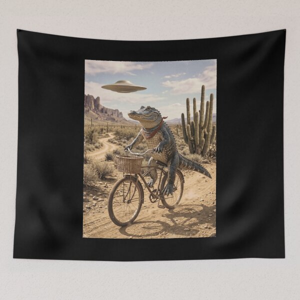 Item preview, Alligator Riding Bike Wild West Western UFO Animal Lover designed and sold by dian-rody-crest.