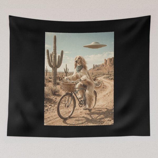Item preview, Afghan Hound Riding Bike Wild West Western UFO Dog Lover designed and sold by dian-rody-crest.