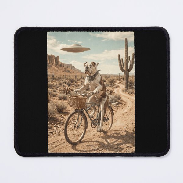 Item preview, American Bulldog Riding Bike Wild West Western UFO Dog Lover designed and sold by dian-rody-crest.