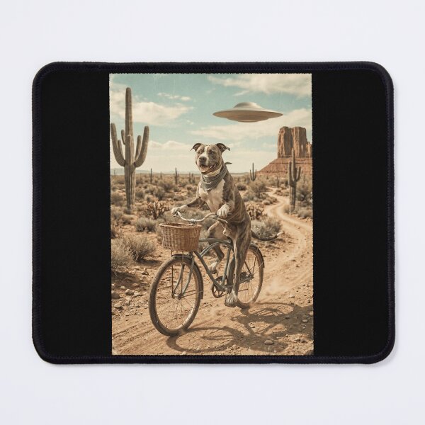 Item preview, American Pit Bull Terrier Riding Bike Wild West Western UFO Dog Lover designed and sold by dian-rody-crest.