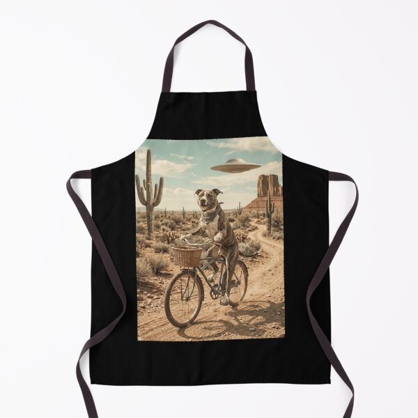 Item preview, American Pit Bull Terrier Riding Bike Wild West Western UFO Dog Lover designed and sold by dian-rody-crest.