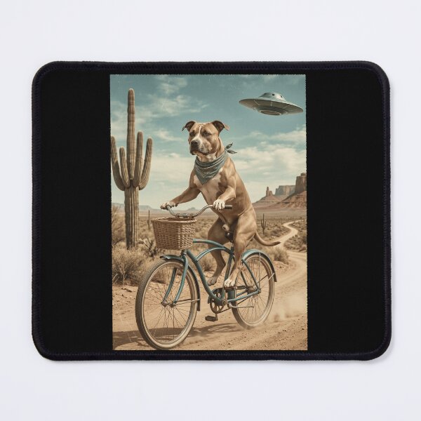 Item preview, American Staffordshire Terrier Riding Bike Wild West Western UFO Dog Lover designed and sold by dian-rody-crest.