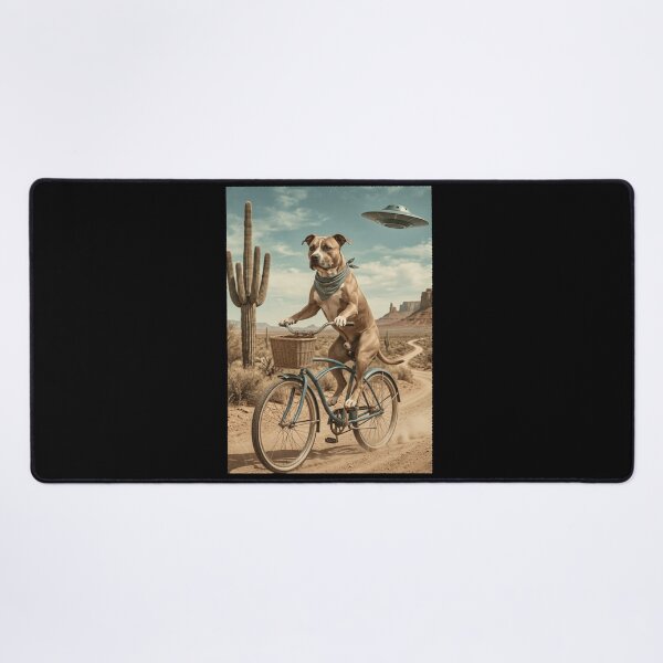 Item preview, American Staffordshire Terrier Riding Bike Wild West Western UFO Dog Lover designed and sold by dian-rody-crest.