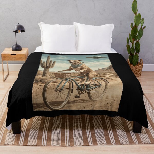 Item preview, American Staffordshire Terrier Riding Bike Wild West Western UFO Dog Lover designed and sold by dian-rody-crest.