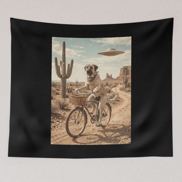 Item preview, Anatolian Shepherd Dog Riding Bike Wild West Western UFO Dog Lover designed and sold by dian-rody-crest.