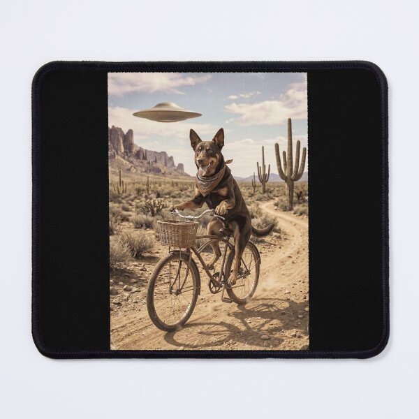 Item preview, Australian Kelpie Riding Bike Wild West Western UFO Dog Lover designed and sold by dian-rody-crest.