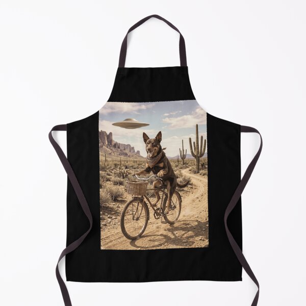 Item preview, Australian Kelpie Riding Bike Wild West Western UFO Dog Lover designed and sold by dian-rody-crest.