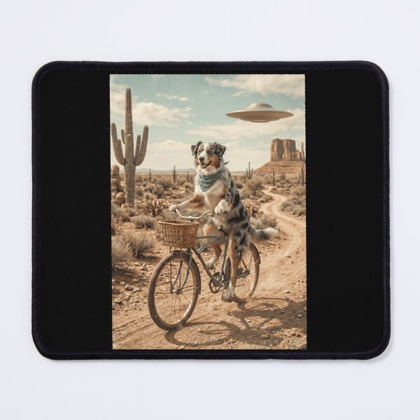 Item preview, Australian Shepherd Riding Bike Wild West Western UFO Dog Lover designed and sold by dian-rody-crest.