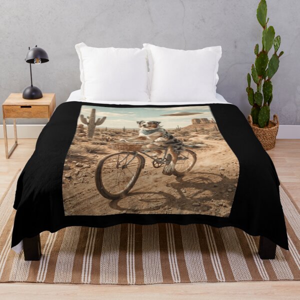 Item preview, Australian Shepherd Riding Bike Wild West Western UFO Dog Lover designed and sold by dian-rody-crest.