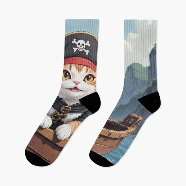Item preview, Pirate cat in boat on seafaring adventure designed and sold by Mauswohn.