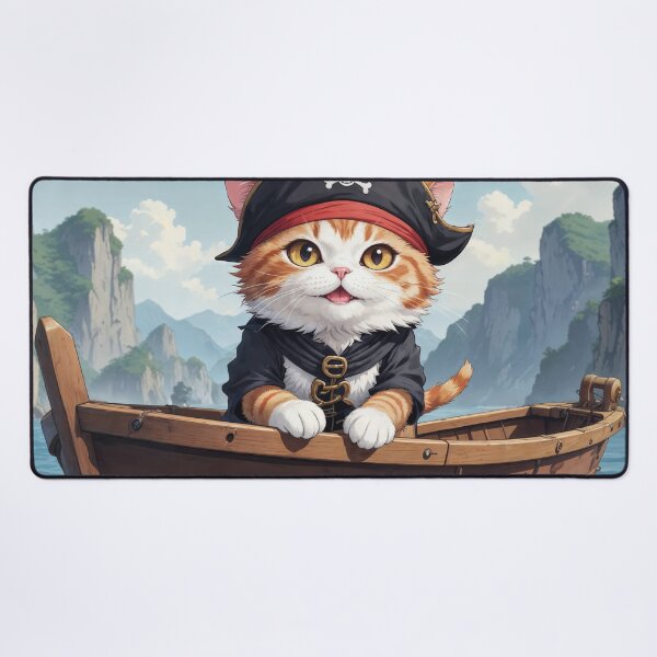 Item preview, Pirate cat in boat on seafaring adventure designed and sold by Mauswohn.
