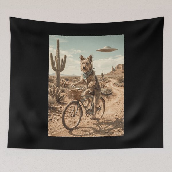 Item preview, Australian Terrier Riding Bike Wild West Western UFO Dog Lover designed and sold by dian-rody-crest.