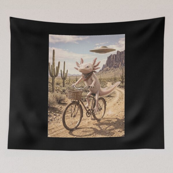 Item preview, Axolotl Riding Bike Wild West Western UFO Animal Lover designed and sold by dian-rody-crest.