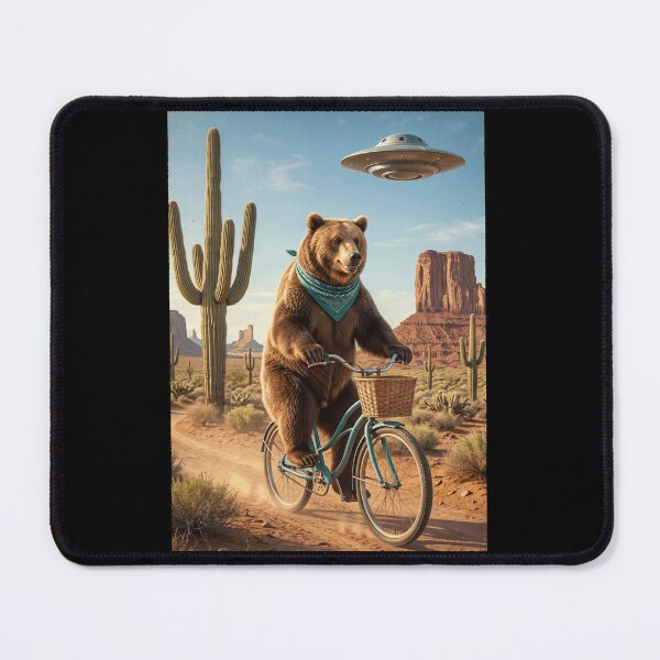 Item preview, Bear Riding Bike Wild West Western UFO Animal Lover designed and sold by dian-rody-crest.