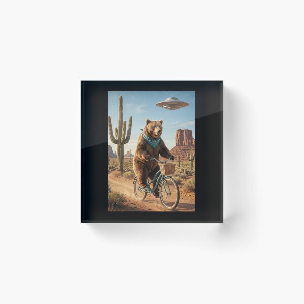 Item preview, Bear Riding Bike Wild West Western UFO Animal Lover designed and sold by dian-rody-crest.