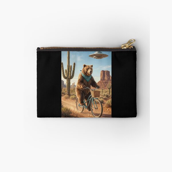 Item preview, Bear Riding Bike Wild West Western UFO Animal Lover designed and sold by dian-rody-crest.