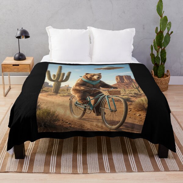 Item preview, Bear Riding Bike Wild West Western UFO Animal Lover designed and sold by dian-rody-crest.