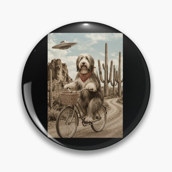 Item preview, Bearded Collie Riding Bike Wild West Western UFO Dog Lover designed and sold by dian-rody-crest.