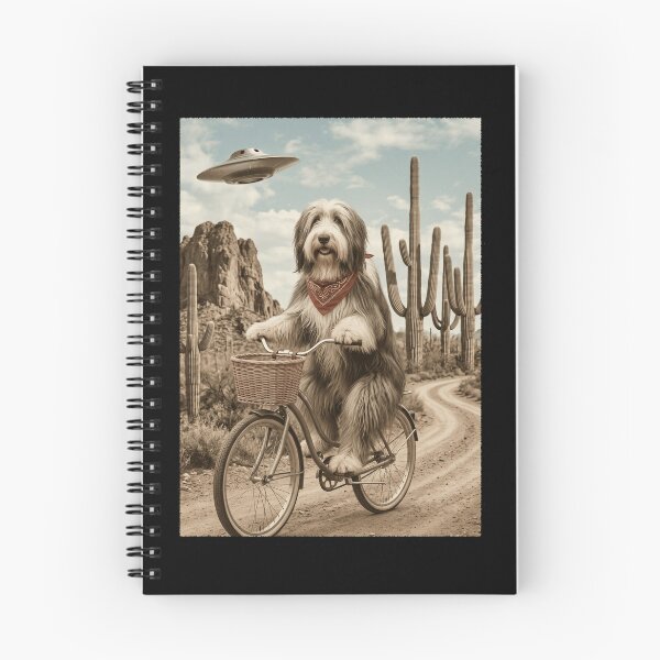 Item preview, Bearded Collie Riding Bike Wild West Western UFO Dog Lover designed and sold by dian-rody-crest.