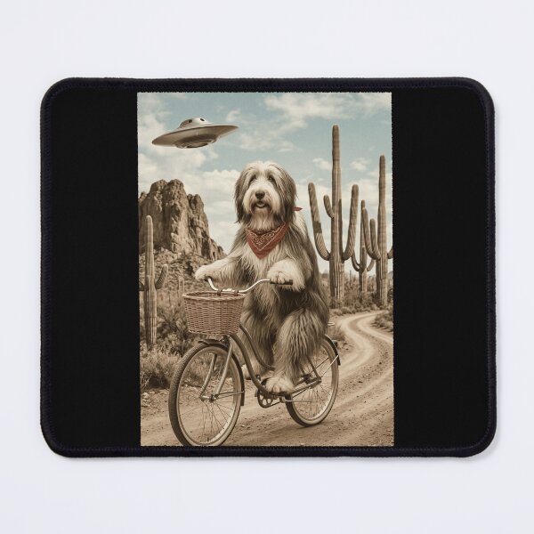 Item preview, Bearded Collie Riding Bike Wild West Western UFO Dog Lover designed and sold by dian-rody-crest.
