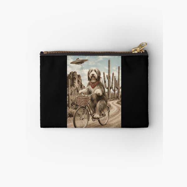 Item preview, Bearded Collie Riding Bike Wild West Western UFO Dog Lover designed and sold by dian-rody-crest.