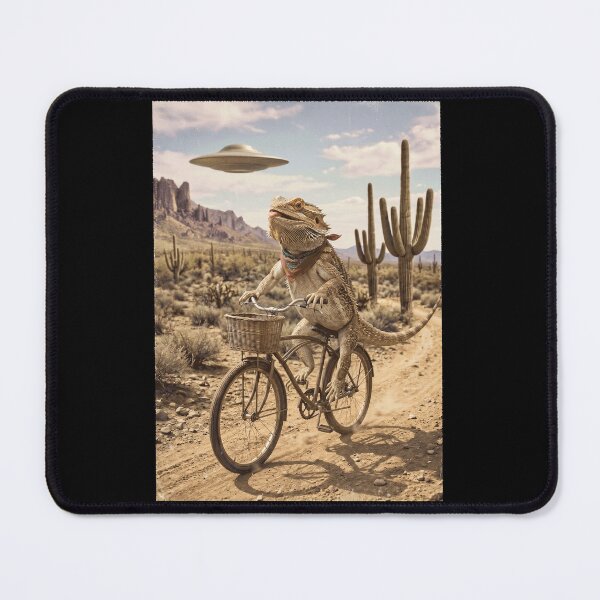 Item preview, Bearded Dragon Riding Bike Wild West Western UFO Animal Lover designed and sold by dian-rody-crest.