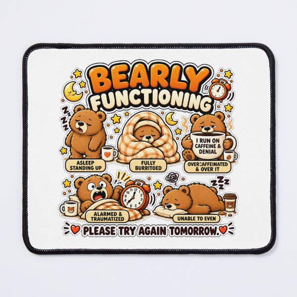 Item preview, Bearly Functioning | Funny Sleepy Bear Humor | Coffee & Caffeine | Relatable Tired Gift designed and sold by MrDev.