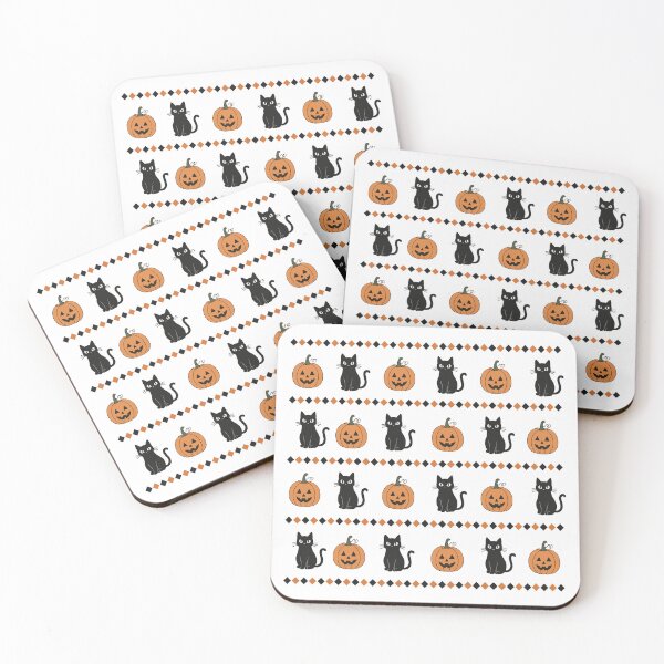 Item preview, Black Cats and Jack O Lanterns Halloween Orange and Black Pattern designed and sold by pixiedustpaint.