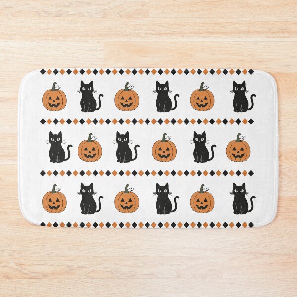 Item preview, Black Cats and Jack O Lanterns Halloween Orange and Black Pattern designed and sold by pixiedustpaint.