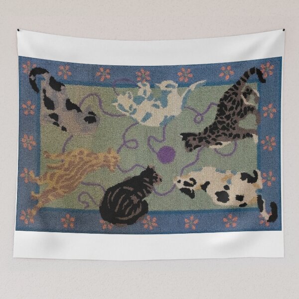 Item preview, Whimsical Farm Animal Embroidery Art | Folk Art Cat, Cow & Giraffe Pattern designed and sold by LuxuryApparels.